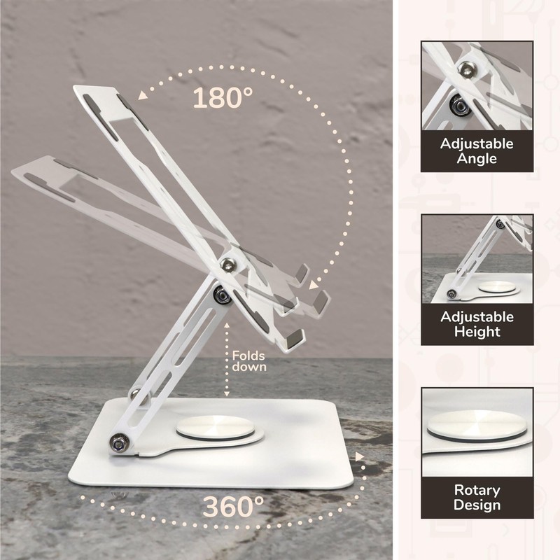 BambooMN Metal Universal Book Tablet Stand - White - 1