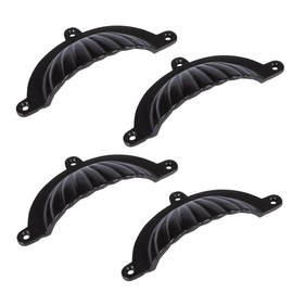 Hammer & Tongs Fluted Cabinet Drawer Pull - W130mm x H60mm - Black - Pack of 4 - Home Cupboard Door Knob Handles Screws Included