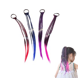 Hair Extensions Braid for Dance Party Concert Event One Touch Spread Hair Beautiful Color Gradient Easy to Put On and Remove ( Pink / Red / Blue / Purple 4 Colors Set)