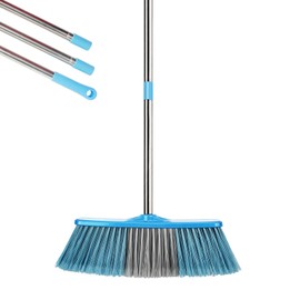 YONILL Indoor Outdoor Broom with Long Handle, 53" Angle Brooms for Floor Cleaning Sweeping Broom for Garage, Patio, Garden, House and Kitchen