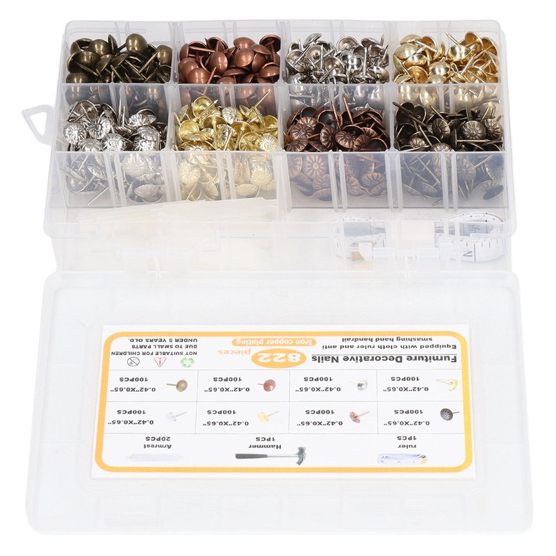 822 Pcs Upholstery Tack 8 Colour Carbon Steel Furniture Decorative