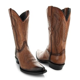 Soto Boots Mens Burnished Snip Toe Cowboy Boots H50030 (8) Tan