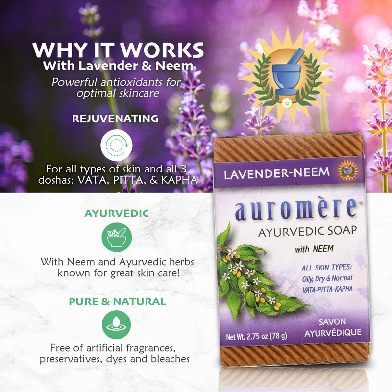 Auromere Auromere Ayurvedic Bar Soap, Lavender Neem - Eco Friendly,