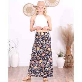 Popana Womens Long Maxi Skirt Casual Convertible Sundress Plus Size Made in USA Floral DT18 Large