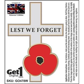 Cross and Single Poppy Car Window Sticker - in Support of Veterans Lifeline