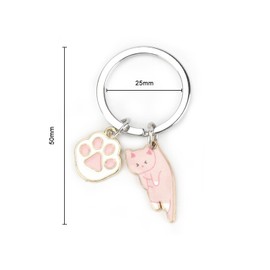 SHTALHST Cat Keychain, Cat Tax Keychain with Paw Pendant for Women, Pink Kitty Gift for Friends Bestie