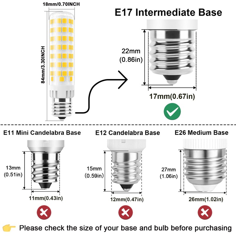 TAIYALOO E17 LED Bulb Dimmable, 10W Microwave Oven Bulb, Warm
