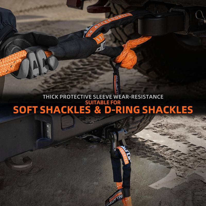 ALL-TOP Kinetic Rope Kit (Reflective) w/ 2 Soft Shackles, 48000Lbs,