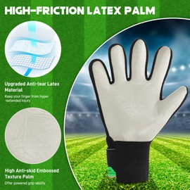 Starvortex Football Goalkeeper Gloves Kids, Non-Slip Soccer Goal Keeper Gloves for Boys 9-12, Goalie Gloves Wrist Palm Finger Protection for Kids Boys Youth Children Adult (Size 6)