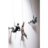 1x Bronze Climber Left-Arm-Up Climbing Man with Wire Rope Wall