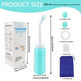 Reusable Vaginal Cleansing System - 500ml Postpartum Peri Bottle with Angled Neck Design, Leak-Proof Silicone Seal for Postpartum Care and Personal Hygiene（Green）