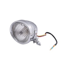 Baelite Head Light 4.5 Inch with Visor H4 Slit Type Nostalgic Style Vintage Bike Custom Parts General Purpose (Plated Body x Clear Lens)