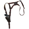 Barsony Brown Leather Vertical Cross Harness Shoulder Holster for Charter