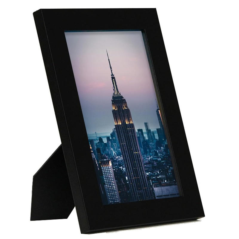 Frame Amo 5x7 Black Modern Picture Frame, 1 inch Border,