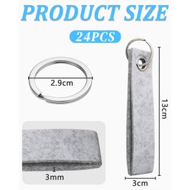 BNREOZA 24 Pieces Felt Keychains, Blank Felt Pendants, Colorful Felt Key Blank with Stainless Steel Ring, Writeable Keychain for DIY Crafts, Decorations, Bags, Crafts