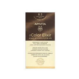 Apivita My Color Elixir No 8.3 Light Golden Blonde (Hair Color Cream 50ml & Color Developer 75ml & Post Color Hair Cond 2x15ml)