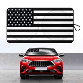 Gseigvee 1 PC Car Windshield Sun Shade B&W American-Flag USA Patriotic Design-Foldable Car Front Window Sunshade for Most Sedans SUV Truck-Blocks UV Rays and Keeps Your Car Cool (63 x 33.5 inches)