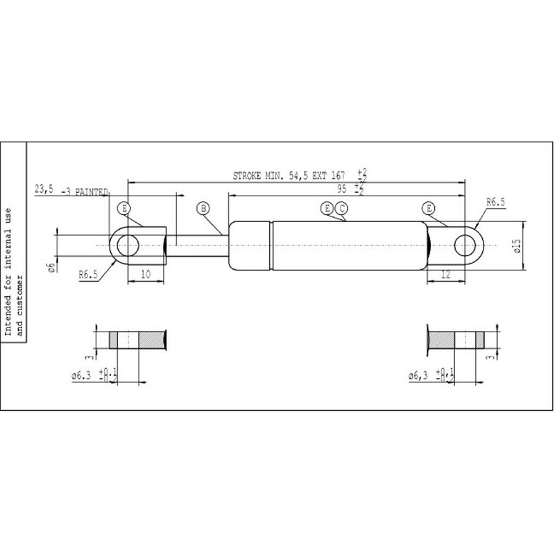 Stabilus Lift-O-Mat Gas Spring, Black