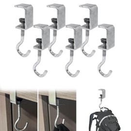 Wzenclave 6Pcs Desk Mount Hook and Schoolbag Holder Hook Clamps School Put Backpacks Headphone Hanger Stand School Put Backpack Artifact School Desk Hook Adjustable Elementary School Backpack Book