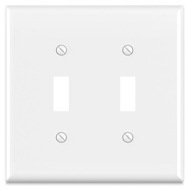 ELEGRP 2-Gang Toggle Switch Wall Plates, Mid-Size Unbreakable Thermoplastic Faceplate Cover for Toggle Dimmer Light Switches, UL Listed (1 Pack, Glossy White)