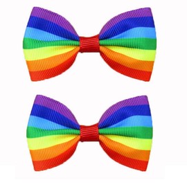 Rainbow Hair Bow Clips for Women Girls Gay Pride Day Rainbow Hair Accessories TSFJ52 (2pcs Small Clips)