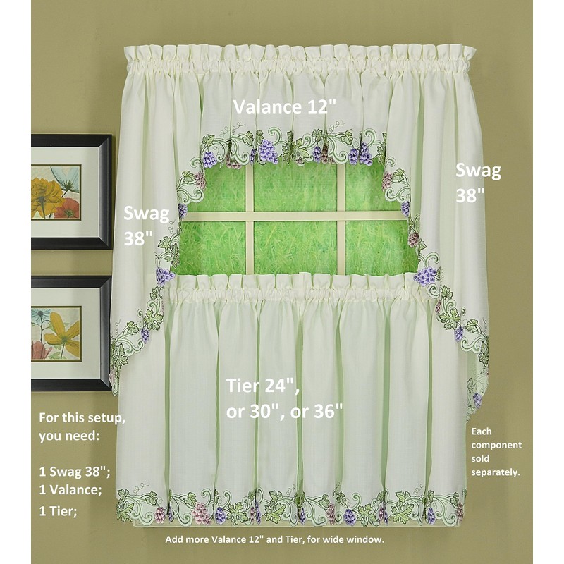 Today's Curtain Sonoma Kitchen Tier 30" Ecru/Multi