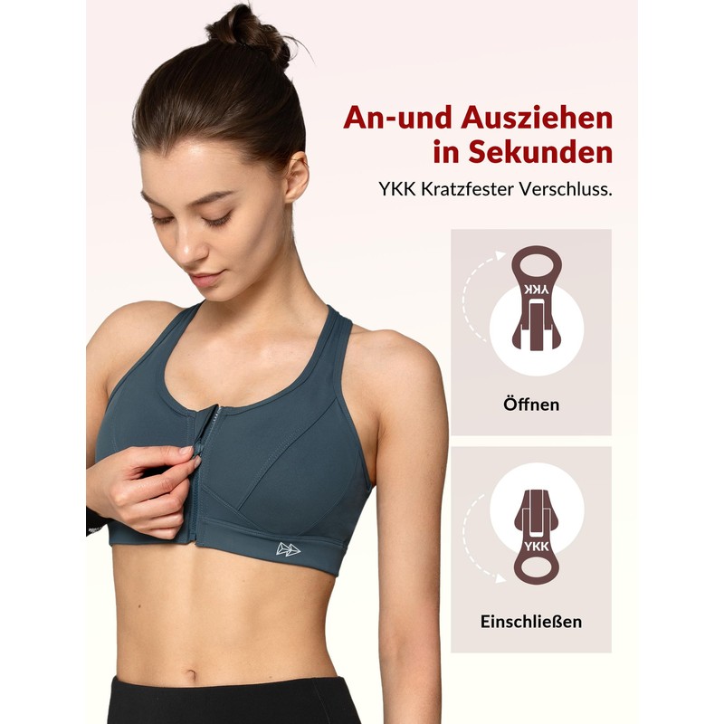 Yvette Sports Bra, Strong Support, Front Closure – Mesh Racer