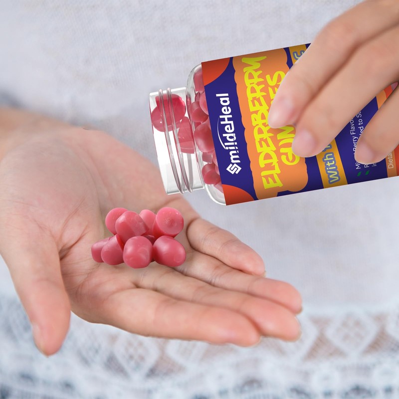 SmildeHeal Elderberry Gummies, Elderberry Extract 300mg, with Vitamin C and