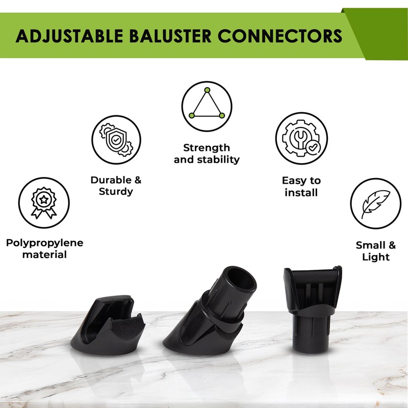 FENCE & DECK RITE Adjustable Angle Baluster Connectors for 3/4"