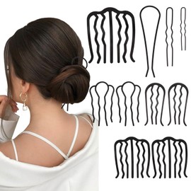 10 Piece Hair Side Combs Black Metal Hair Fork Clip for Women French Hair Pin Stick for Updo Bun, Hair Combs Hair Pins for Buns Hairstyle Hair Accessories for Thick & Fine Hair