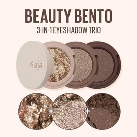 Kaja Korean Eyeshadow Trio - Beauty Bento (Matte, Shimmer, Glitter Options) | High Pigment & Long Lasting | Portable, Easy to Use, Compact, Convenient, and Travel Friendly Eyeshadow:_Coral Sunrise