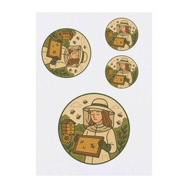 4 x 'Beekeeper with Bees' Temporary Tattoos - Water Resistant, Skin-Safe, Non-Toxic Transfers, Mixed Sizes (TO00085964)