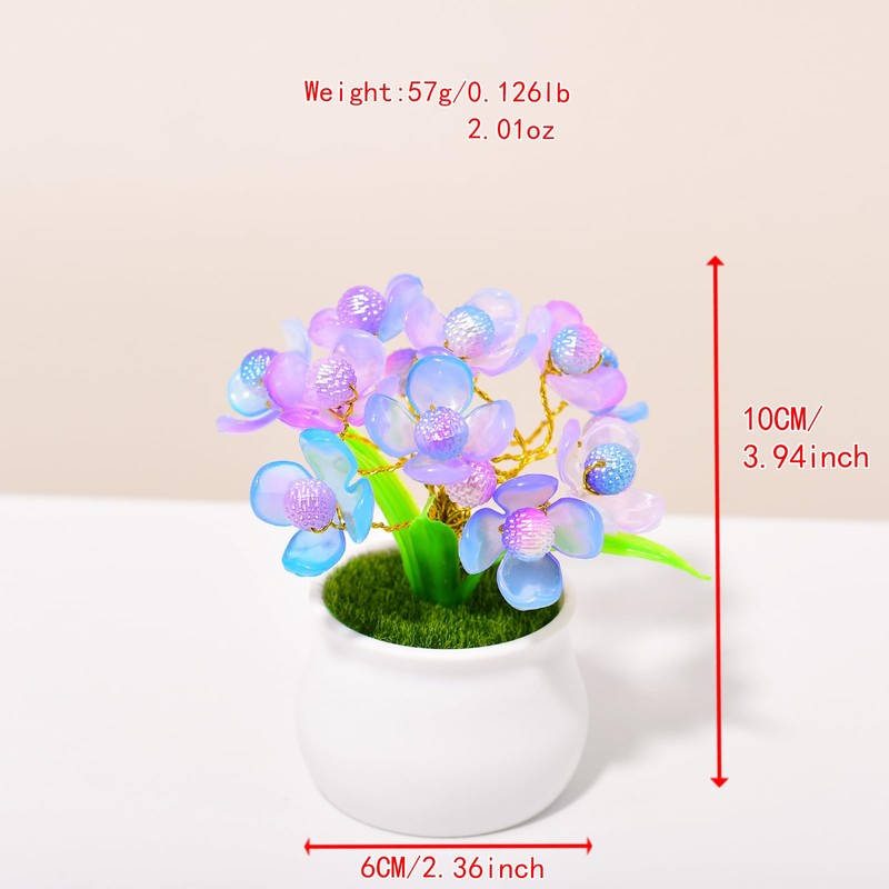 Purple Acrylic Phalaenopsis Small Potted Plants, Office Desktop Decoration, Car