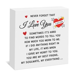 I Love You Gifts for Him Her Wooden Plaque Soulmate Gifts for Women Men Anniversary Romantic Gift for Husband Wife Boyfriend Girlfriend Wood Box Sign Decor Birthday Wedding Valentines Gift for Couples