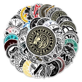 50 Pcs Viking Stickers,Norse Graffiti Stickers,Runic Compass Vinyl Waterproof Sticker for Kids Teens Girls,Phone Laptop Water Bottles Skateboard Computer Scrapbook Luggage Guitar Car Gifts Sticker
