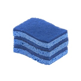 Superio Non-Scratch Cellulose Sponge Kitchen Scrub Sponges with Scouring Pad Set, Good for Non-Stick Cookware Frying Pan, Pot, Counter Top, Sink Scrubbing, Kitchen Scrubbers, Pack of 3, Blue