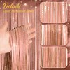 2 Pack Holographic Rose Gold Tinsel Curtains, 3.2x8.2ft Party Streamers