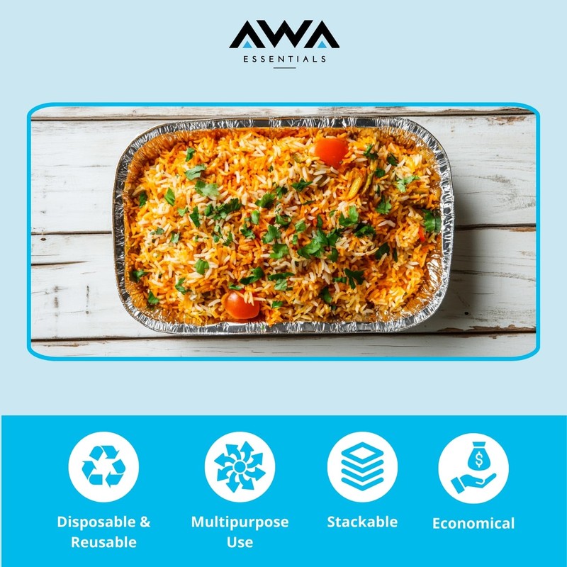 Aluminium Foil Food Containers with Lids - Pack of 50