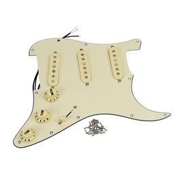 FLEOR Alnico 5 Pre-Wired Strat Pickguard 3 Single Coil Pick-Up Electric Guitar Pickguard - Cream