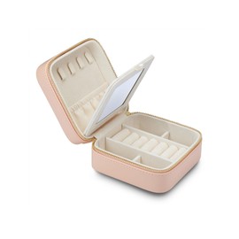 GLANZSTÜCKE MÜNCHEN Jewellery Travel Bag Faux Leather Pink / Orange 115 x 115 x 58 mm Velvet Cream Jewellery Box