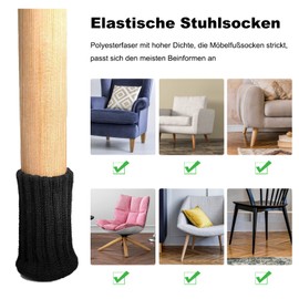 Pack of 24 Chair Socks Black Furniture Socks Chair Leg Protectors Chair Legs Socks Elastic Chair Legs Thick Bottom Non-Slip Pads Avoid Scratches Noise Ideal Floor Protectors for Furniture Chair Leg
