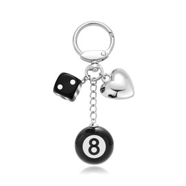 ENSKEFEN Cool Charm Keychains for Women Creative 8 Ball Key Chains Dice Puffy Heart Key Pendant Purse Charms Bag Charms Keyring Handbags Accessories