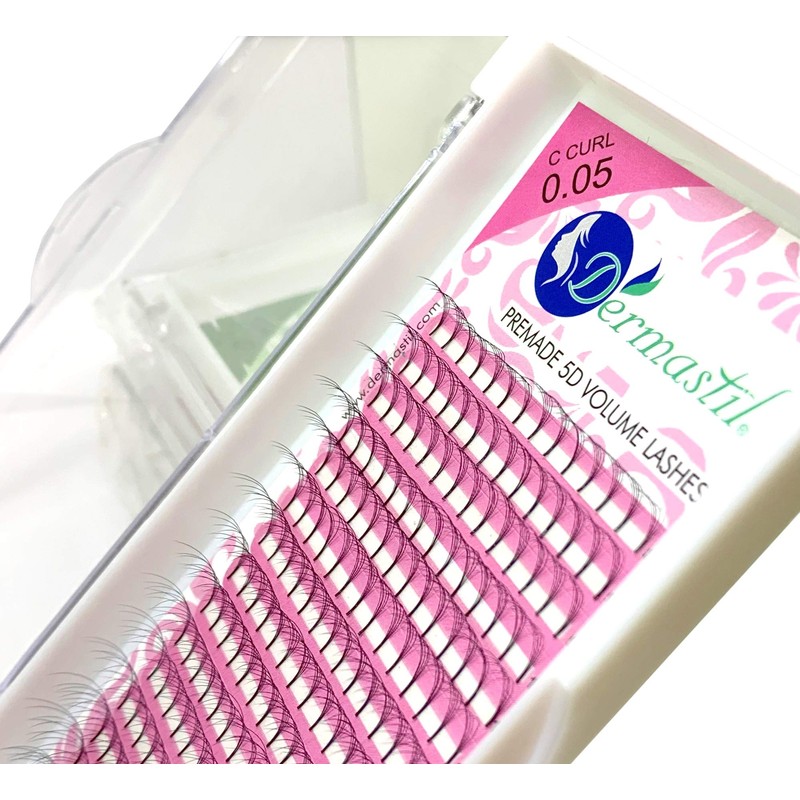 Dermastil 5D Premade Handmade Volume Eyelashes, C Curl, Thickness 0.05