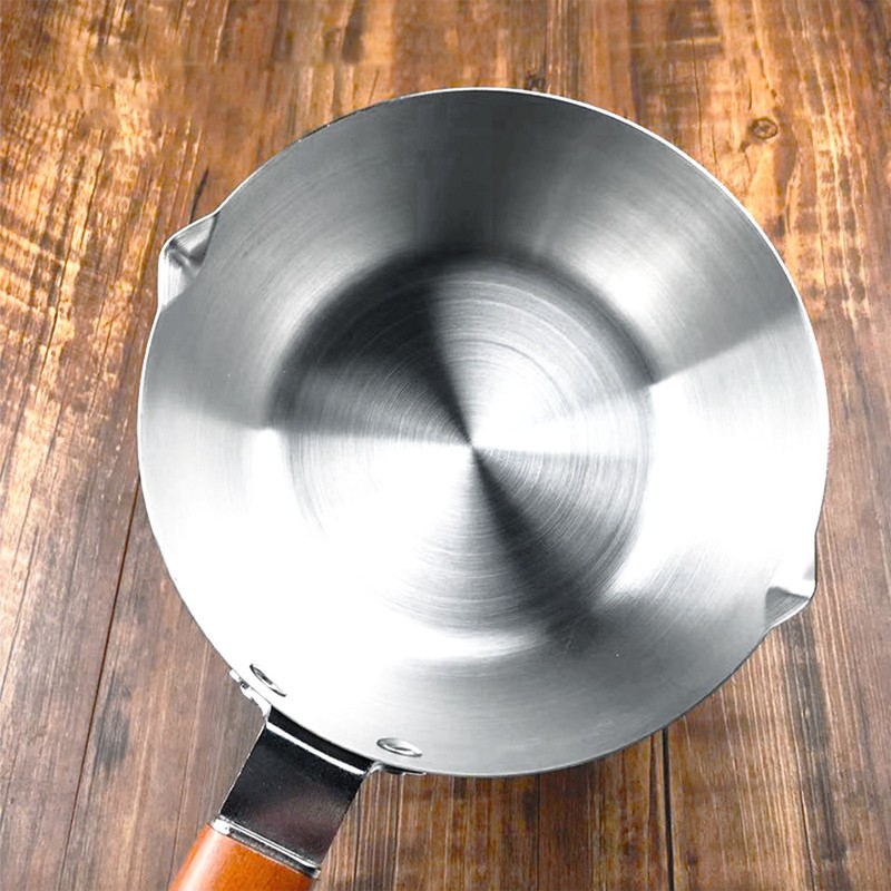 Milk Warmer Pot Stainless Steel Prevent Sticking Wooden Handle Thickened