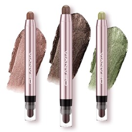 Luxsea Eyeshadow Wand with Brush, Shimmer Eye Shadow Cream Stick,Waterproof Gold Eyeshadow Pen,Brown Eyeshadow Pencil Crayon,Green Eyeshadow Crayon Sticks,Cream To Powder Eyeshadow Base