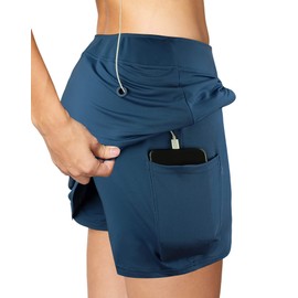 Oyamiki Women's Active Athletic Skort Lightweight Tennis Skirt Perfect for Running Training Sports Golf Navy Blue XXL