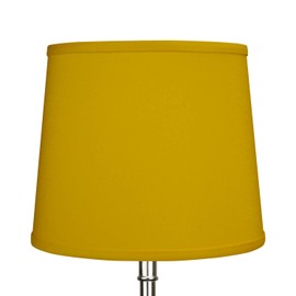 FenchelShades.com 10" Top Diameter x 12" Bottom Diameter 10" Height Fabric Drum Lampshade (Spider) Attachment for Lamps with a Harp (Linen Yellow Spice)