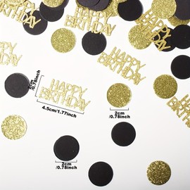 Black and Gold Party Decorations, Birthday Confetti, Birthdays Table Decorations-HSC Glitter Scatter and Circle Dots, Table Scatter Sprinkles for Party, Anniversary Wedding Decoration