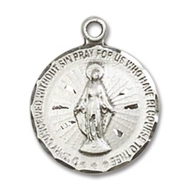 Bliss Sterling Silver Miraculous Medal Pendant Necklace 18" Chain GiftBox