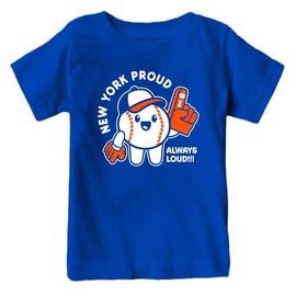 New York Proud, Always Loud Kid's T-Shirt for Baseball Fans (Royal Shirt, 4T)